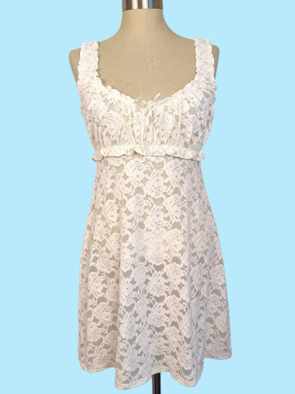 NWT For Love and Lemons Cloud Lace White Babydoll Slip Dress